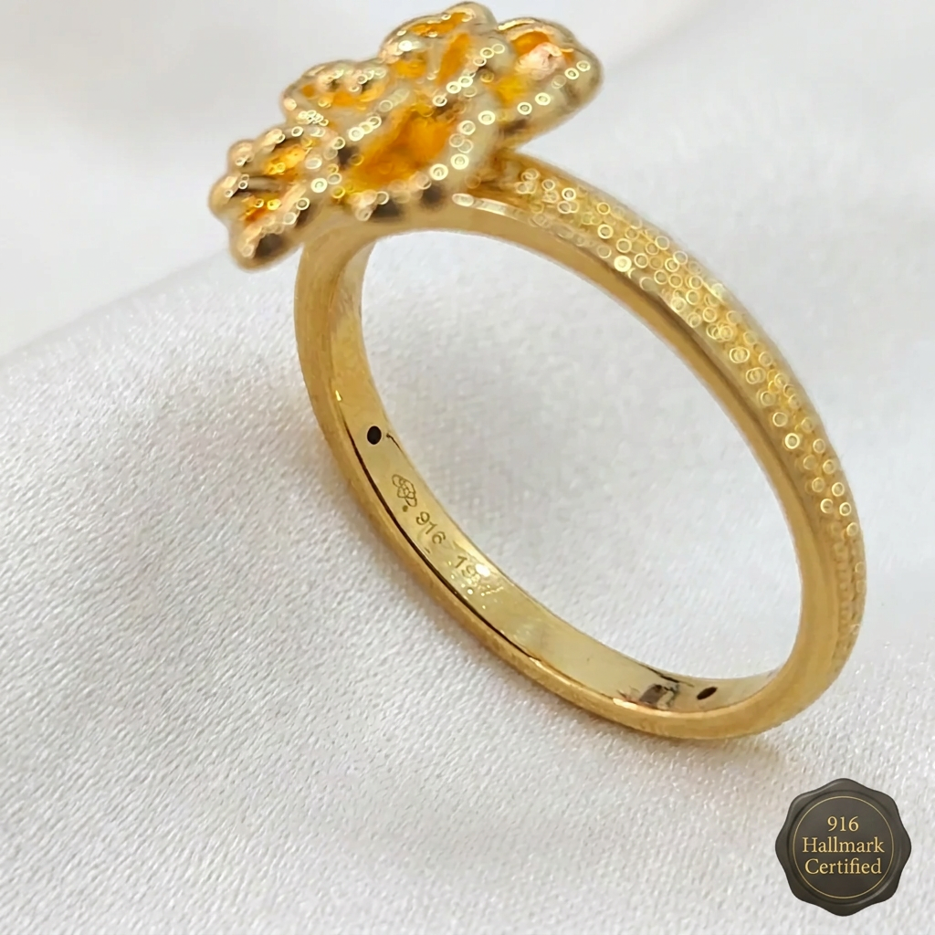 916 Gold Peony Ring | 22K Gold Classic Design