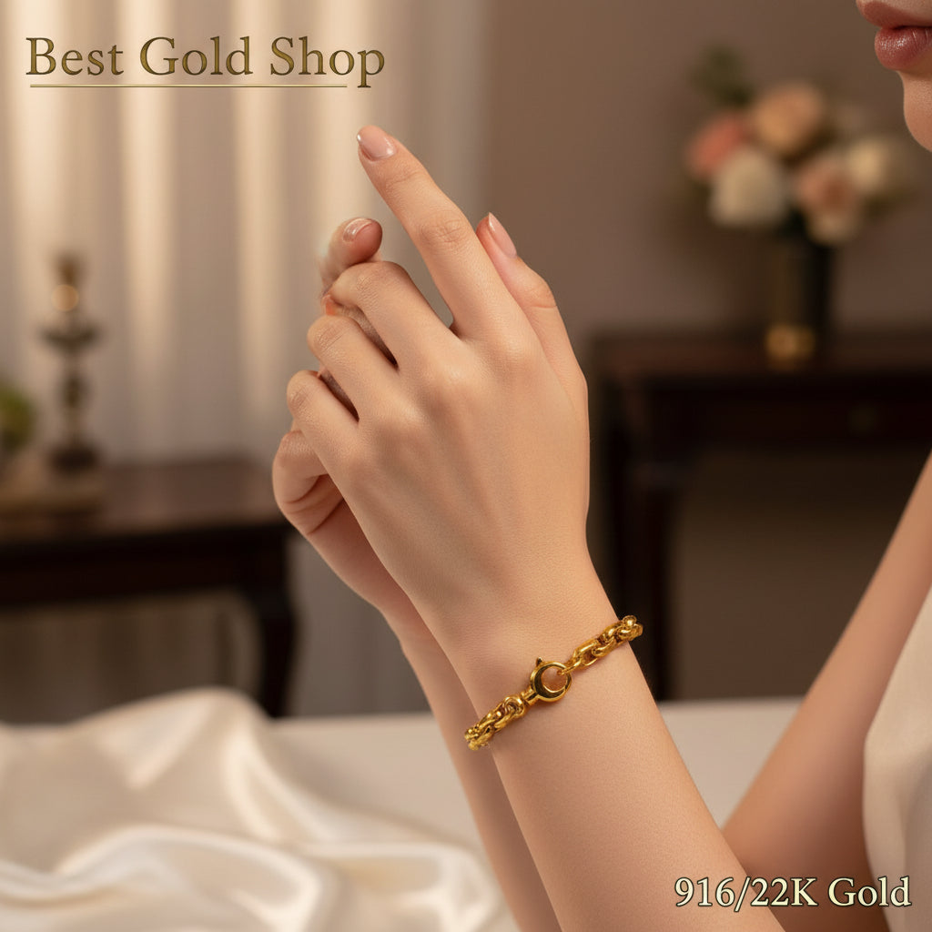 22k / 916 Gold Anchor Link Bracelet Shiny Finish - 22k gold 22k gold bracelet 916 gold Bracelets