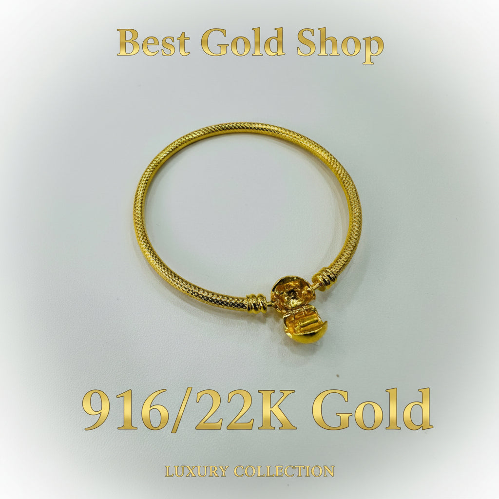 22k / 916 Gold Ball Cutting Bangle by Best Gold Shop - 22k gold 22k gold bangle 916 gold Bracelets