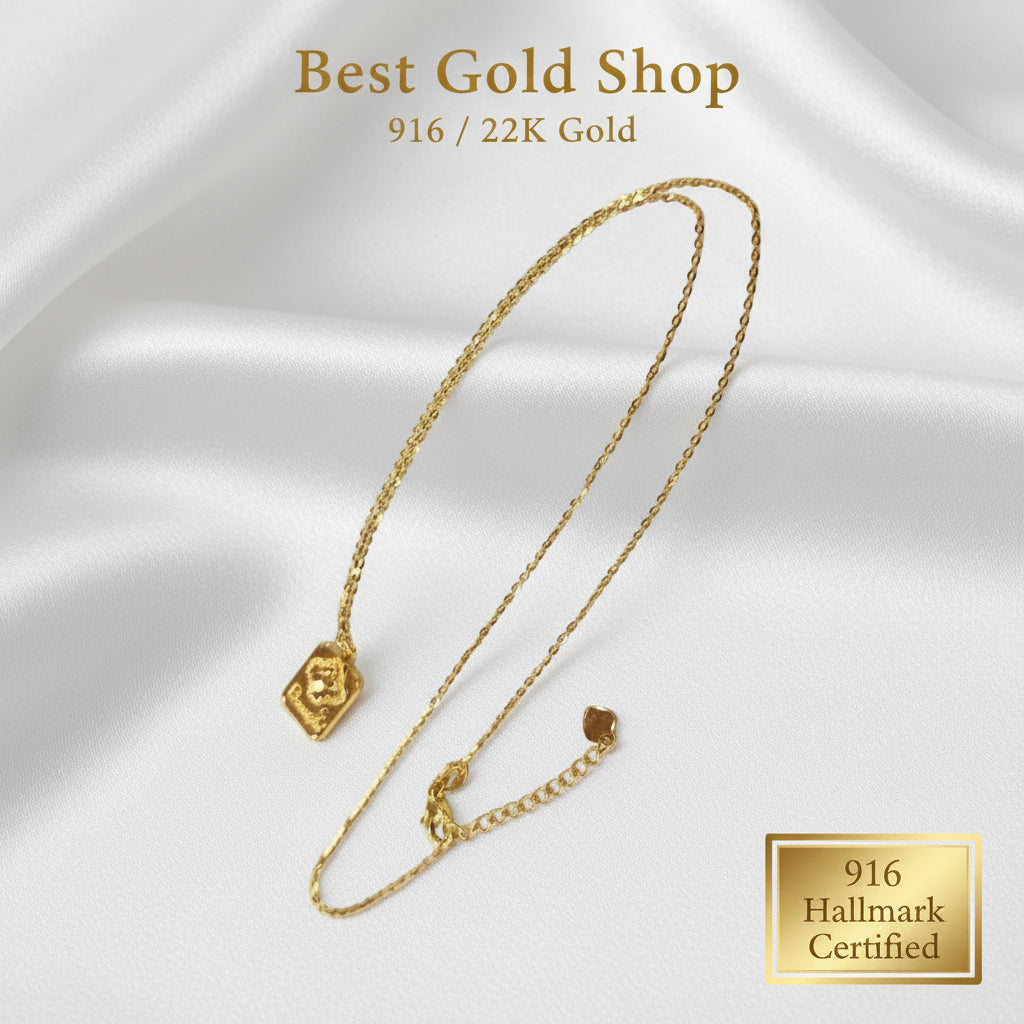 22k / 916 Gold Bar Pendant with Chain by Best Gold ShopNecklacesBest Gold Shop
