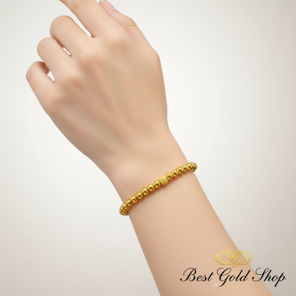 22K / 916 Gold Bead Bangle – Lightweight Elegant Design - Best Gold Shop 22k gold 22k gold bangle 22k gold bracelet Bracelets