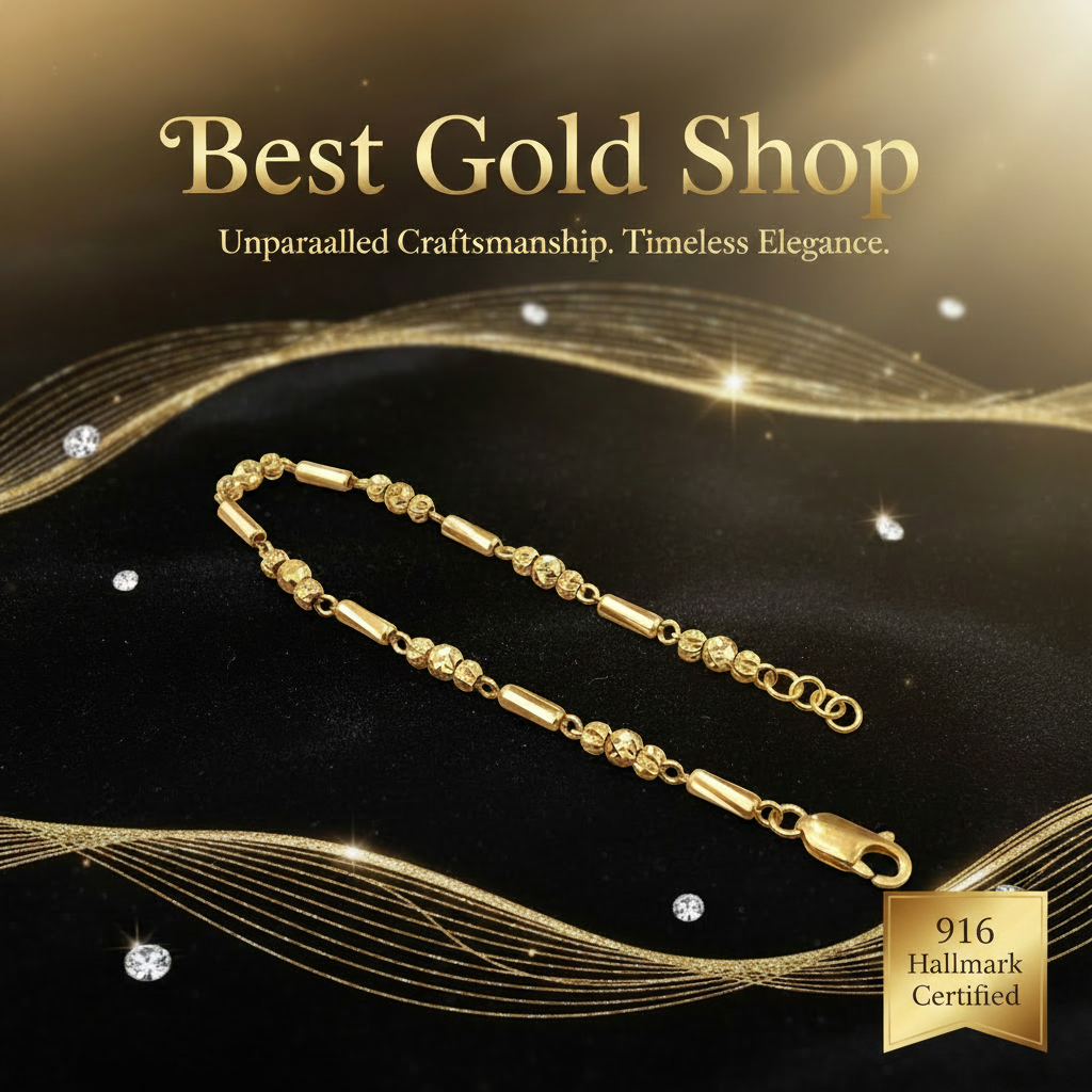 22k / 916 Gold Bead with Bar Bracelet V2BraceletsBest Gold Shop