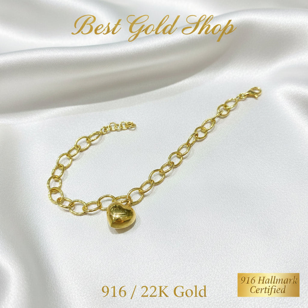916 Gold Big heart Bracelet by Best Gold ShopBraceletsBest Gold Shop