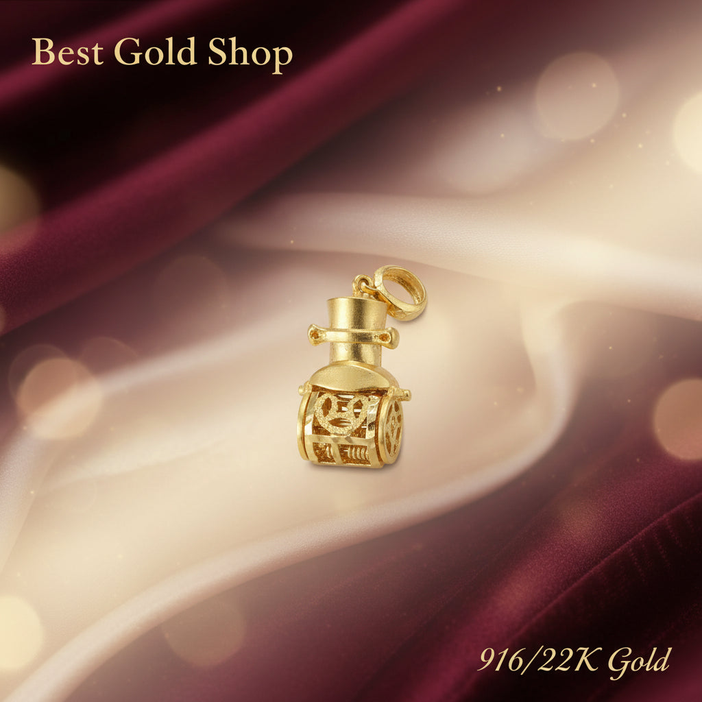 22K / 916 Gold Cai Shen Ye with moving Abacus Pendant by Best Gold Shop - 22k gold pendant 916 gold Charms & Pendants