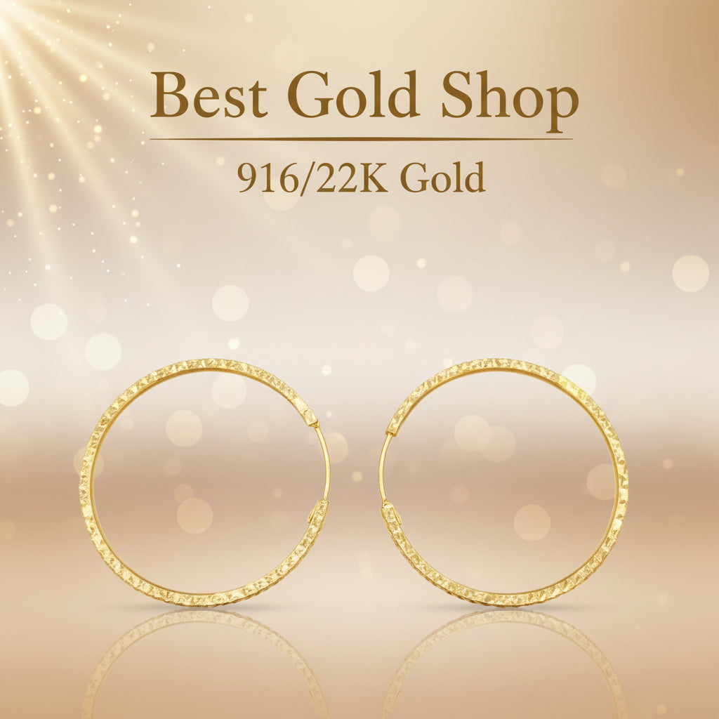 22k / 916 Gold Cutting Loop Earring by Best Gold ShopEarringsBest Gold Shop
