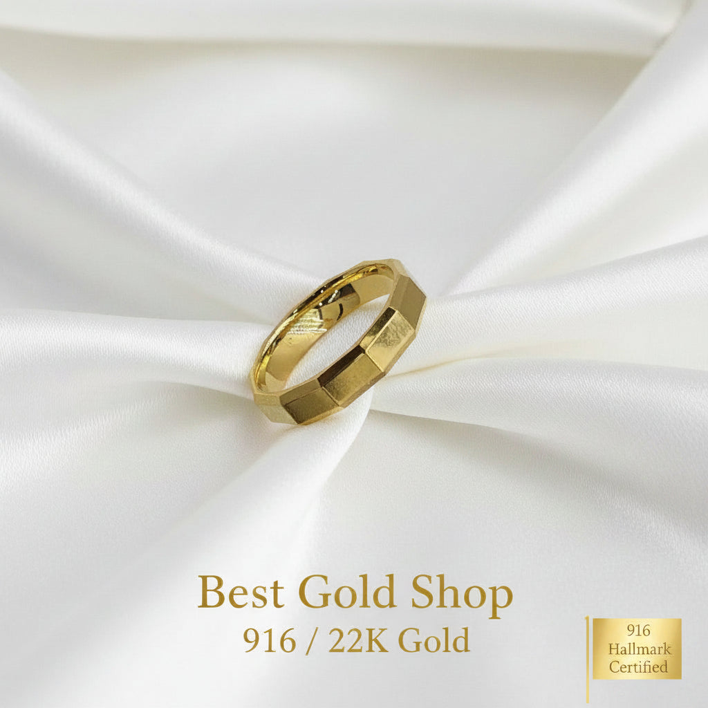 22k / 916 Gold Decagon Ring (smooth finish) by Best Gold ShopRingsBest Gold Shop