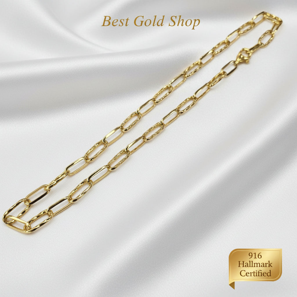 22k / 916 Gold Diamond Cutting Link Necklace by Best Gold ShopBraceletsBest Gold Shop