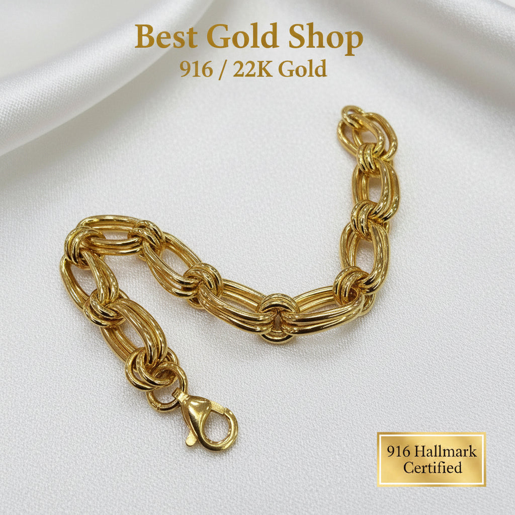 22k / 916 Gold Double Link Bracelet by Best Gold ShopBraceletsBest Gold Shop