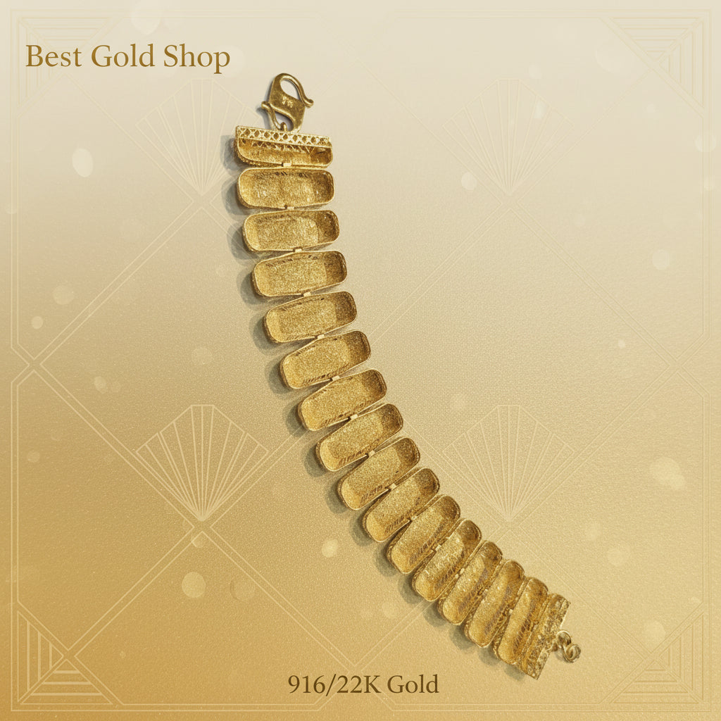 22k / 916 Gold Dual - Tone Rectangular Gold BraceletBraceletsBest Gold Shop