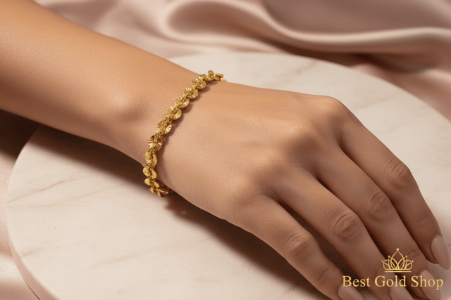 916 Gold Sunflower Floral Bracelet | Lightweight 22K Design