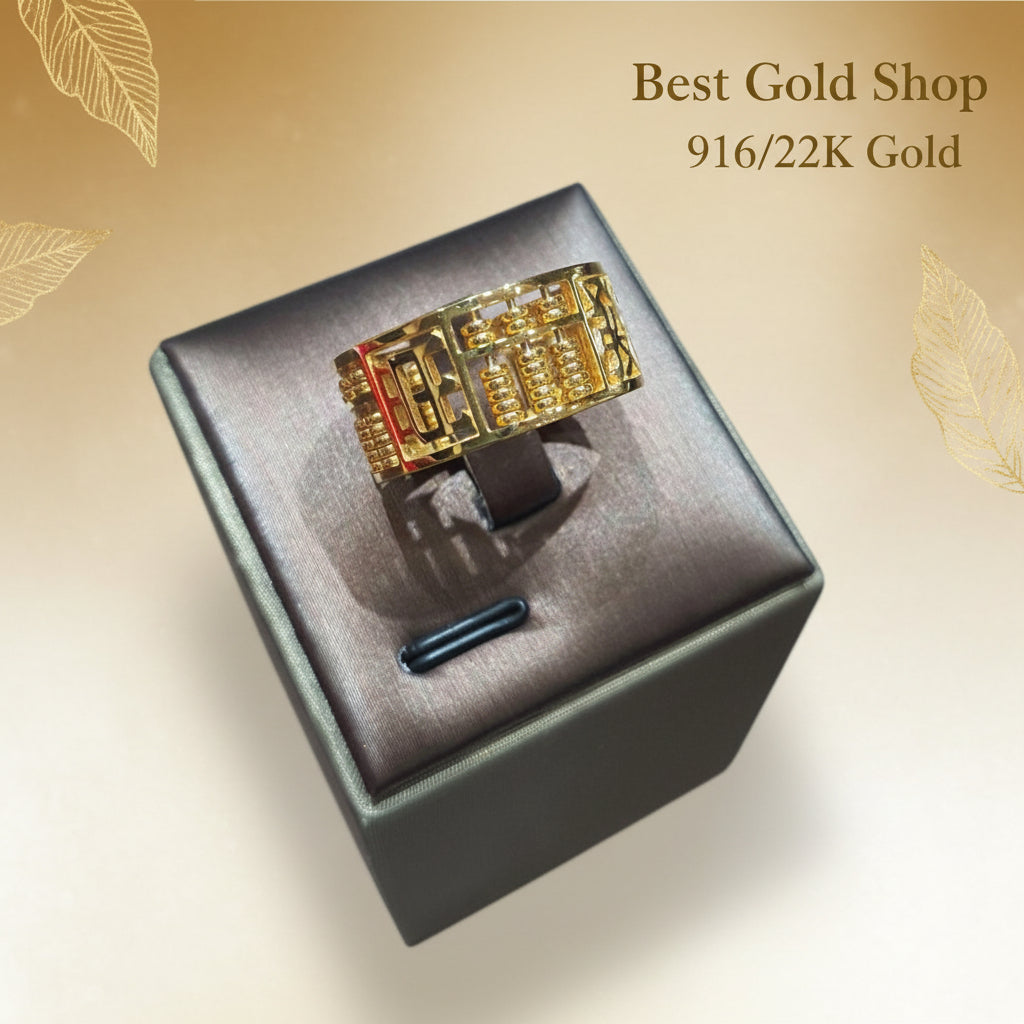 22K / 916 Gold Full abacus Ring with Heng Ong Huat Cai by Best Gold ShopRingsBest Gold Shop