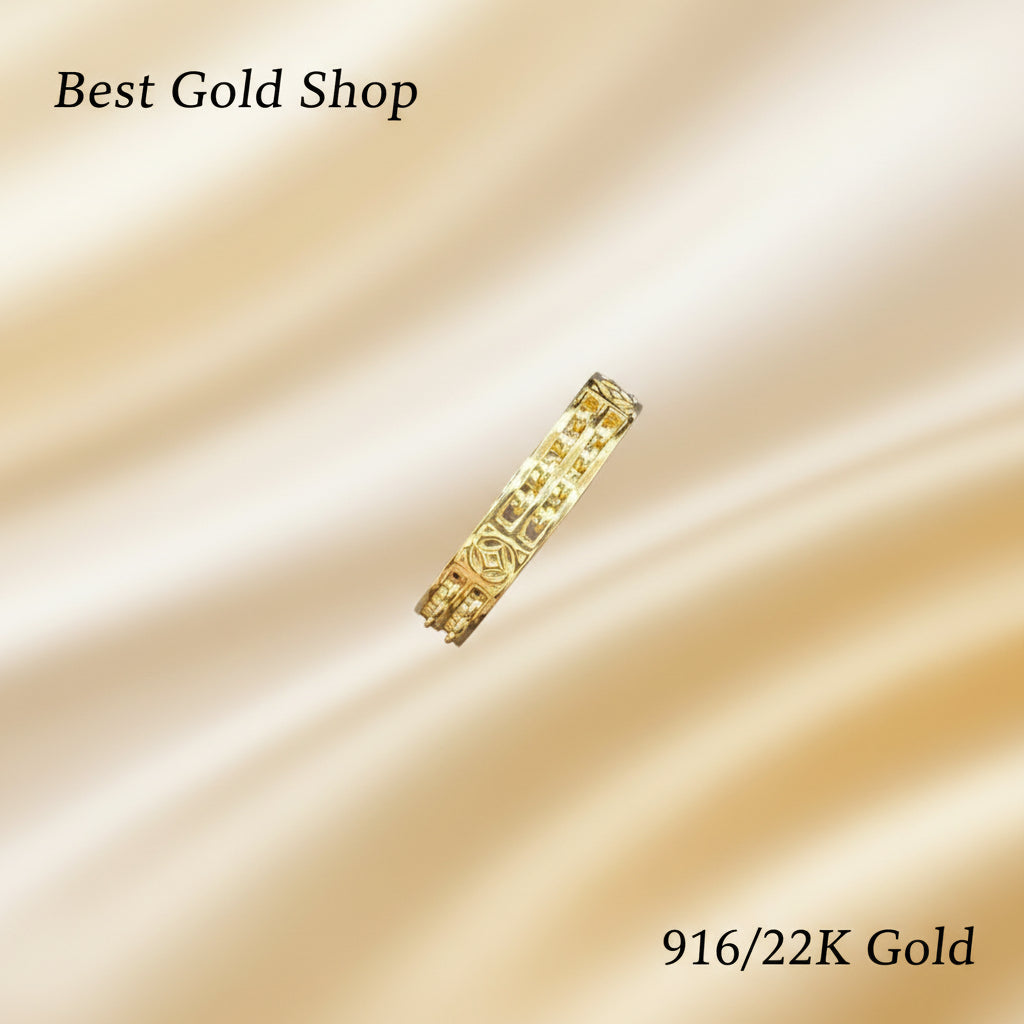 22k 916 Gold Full Round Slim Abacus Ring with Coin Best Gold Shop