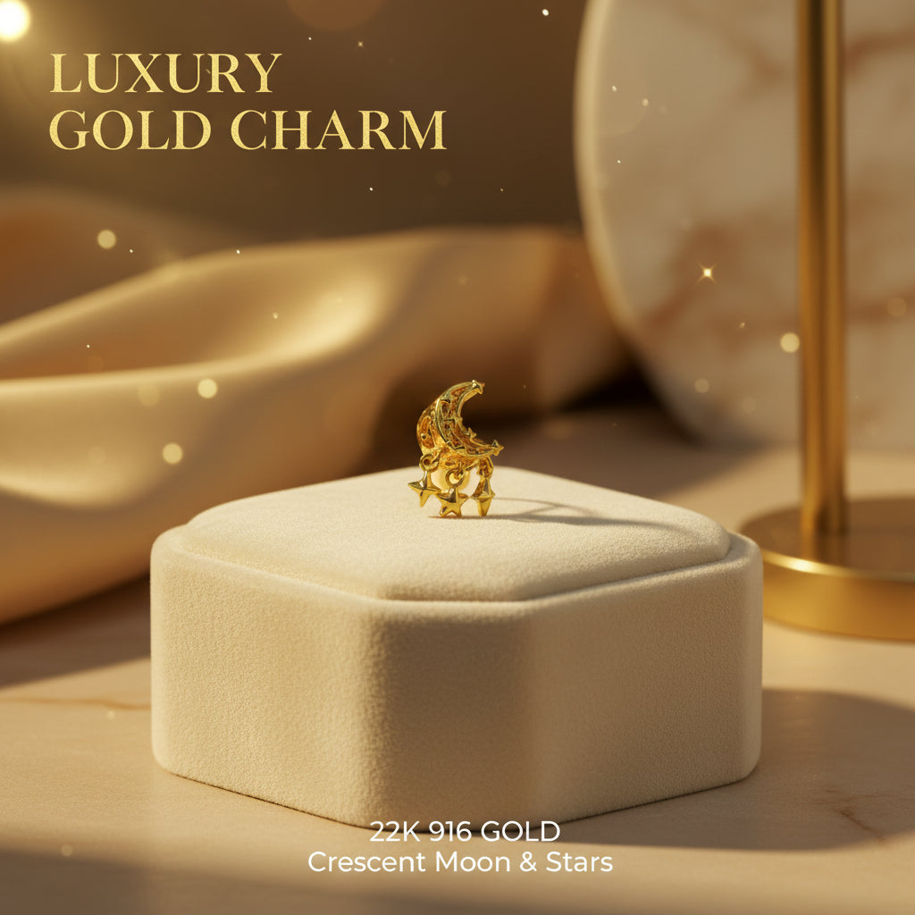 22k / 916 Gold Graceful Moon Design Charm - Best Gold Shop 22k gold 22k Gold Charms 22k gold pendant Charms & Pendants