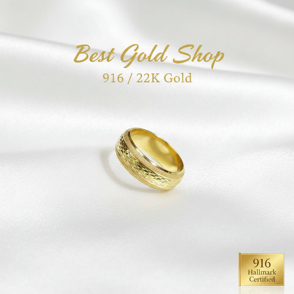22k / 916 Gold Guy Hollow ring matt finish by Best Gold ShopRingsBest Gold Shop