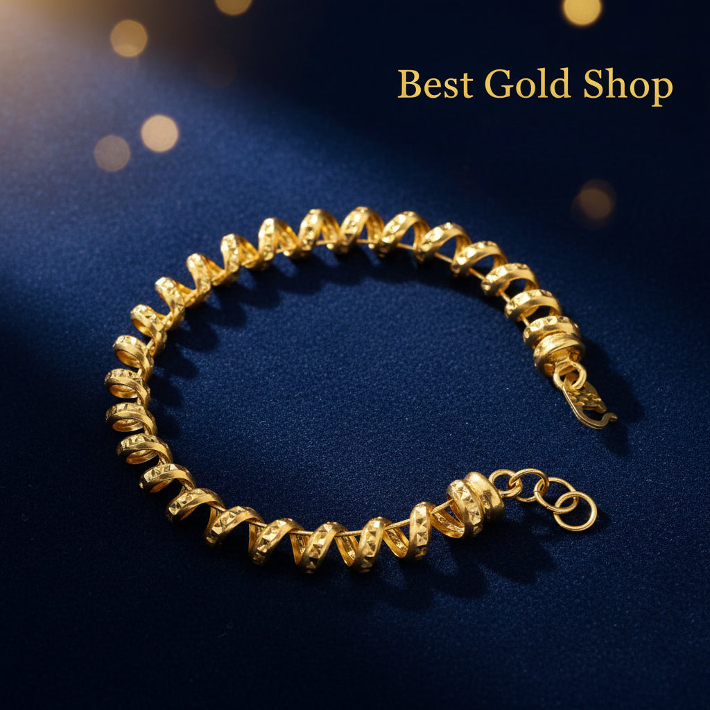 22k / 916 Gold Hair Rubber Band Design Bangle - 22k gold 22k gold bracelet 916 gold Bracelets