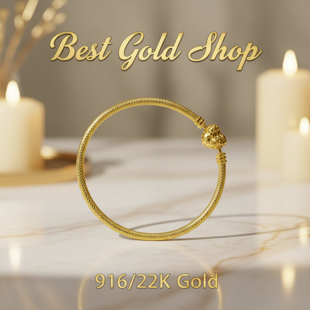 22k / 916 Gold Heart Cutting Bangle by Best Gold Shop - 22k gold 22k gold bangle 916 gold Bracelets