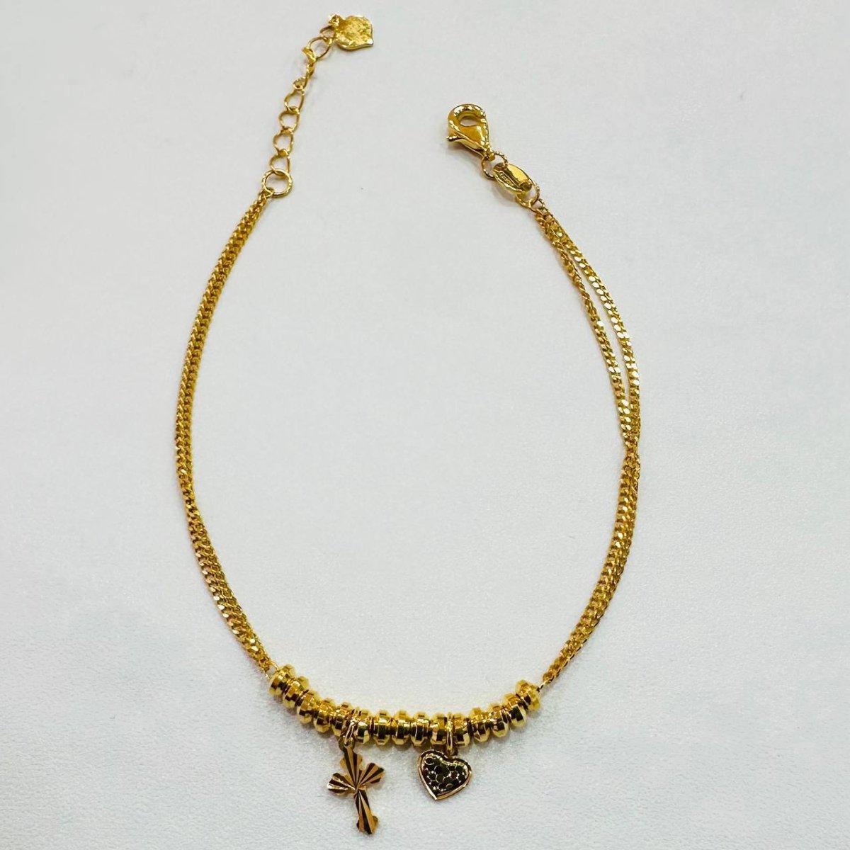 22k / 916 Gold Heart Dangling Bracelet demure and elegant - Best Gold Shop 22k gold 22k gold bracelet 916 gold Bracelets