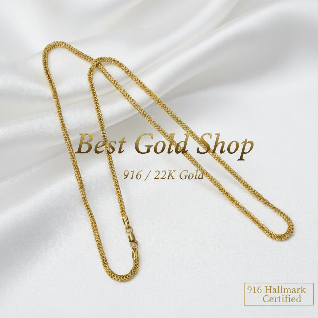 22k / 916 Gold Hollow Box Necklace by Best Gold ShopNecklacesBest Gold Shop