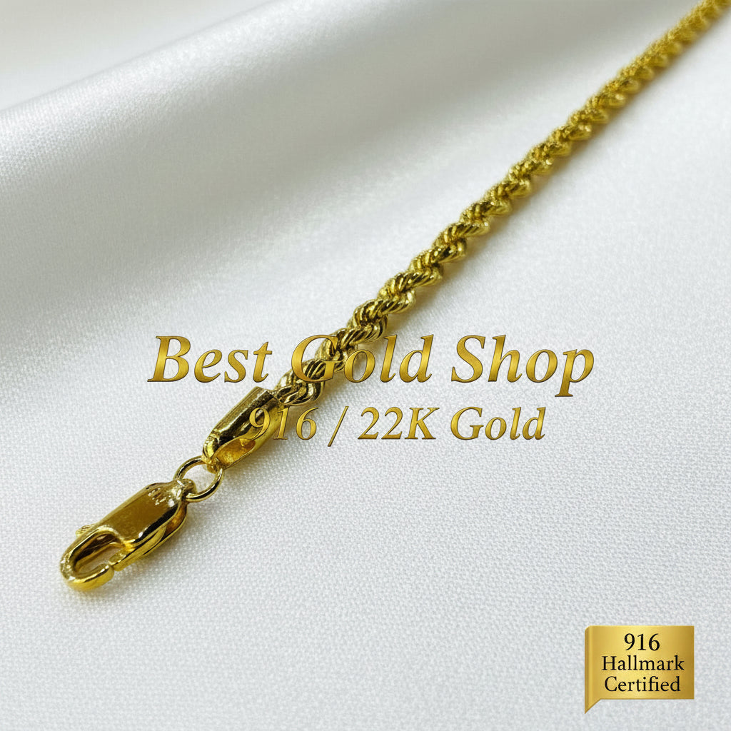 22k / 916 Gold Hollow Rope Bracelet by Best Gold ShopBraceletsBest Gold Shop