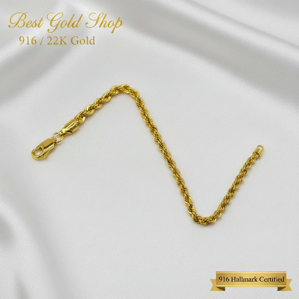 22k / 916 Gold Hollow Rope Bracelet by Best Gold ShopBraceletsBest Gold Shop