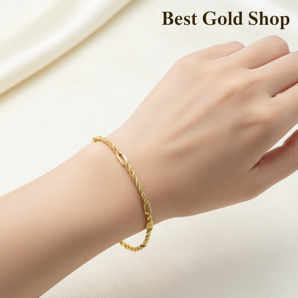 22k / 916 Gold Hollow Rope C design Bracelet - Best Gold Shop 22k gold 22k gold bracelet 916 gold Bracelets