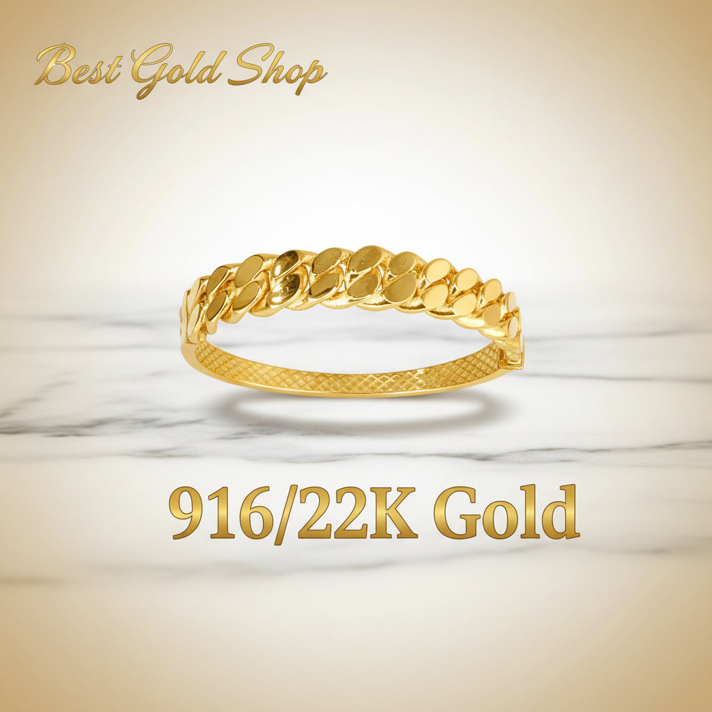 22k / 916 Gold Hollow Shiny Milo Bangle by Best Gold Shop - 22k gold 22k gold bangle 916 gold bangle