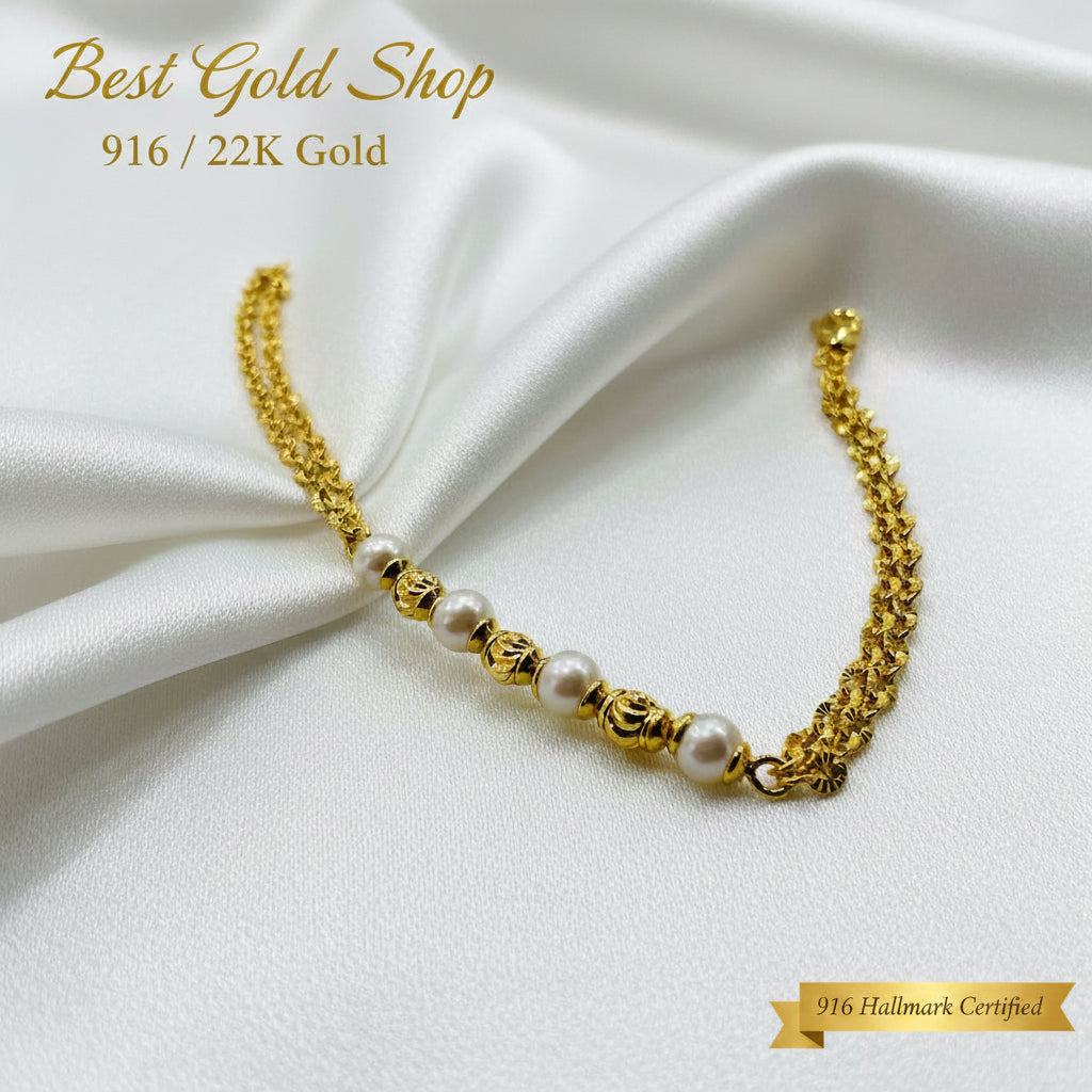22K / 916 Gold Pearl Bracelet by Best Gold ShopBraceletsBest Gold Shop