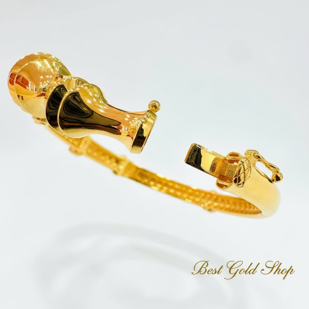 22K / 916 Gold Sculpted Bamboo Bangle – Bold Artistic Design - 22k gold 22k gold bangle 916 gold Bracelets