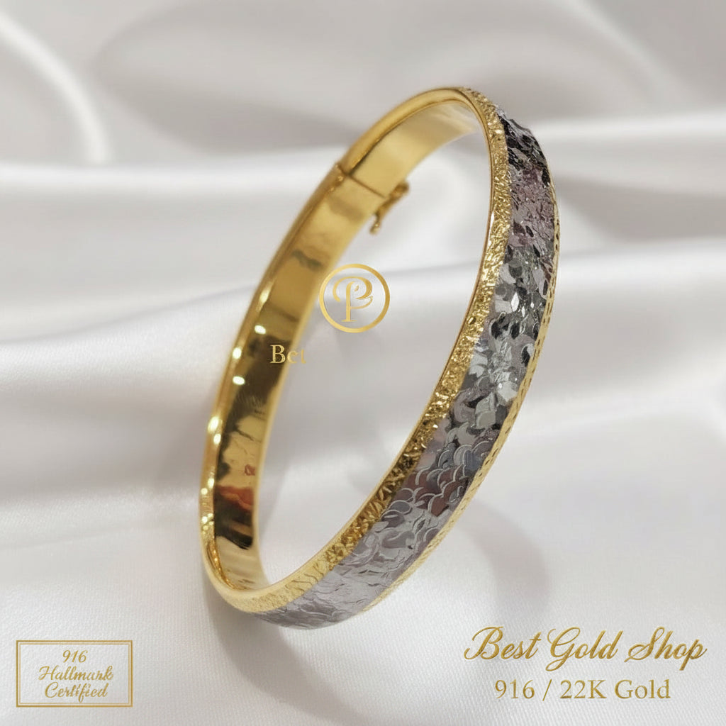 22k / 916 Gold Shimmer Cutting Bangle Elegant 2 toneBraceletsBest Gold Shop