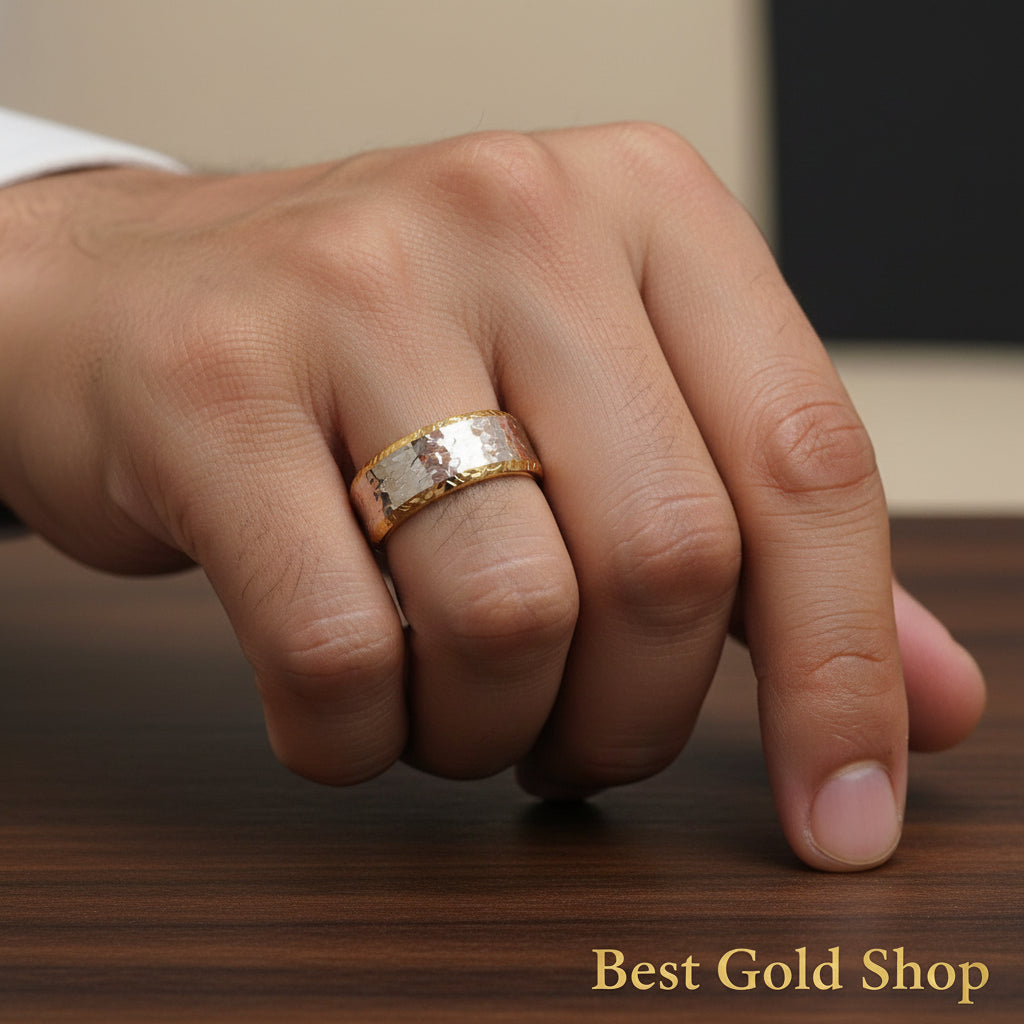 22k / 916 Gold Shimmer Cutting Ring 2 Tone - 22k gold 22k gold ring 916 gold Rings