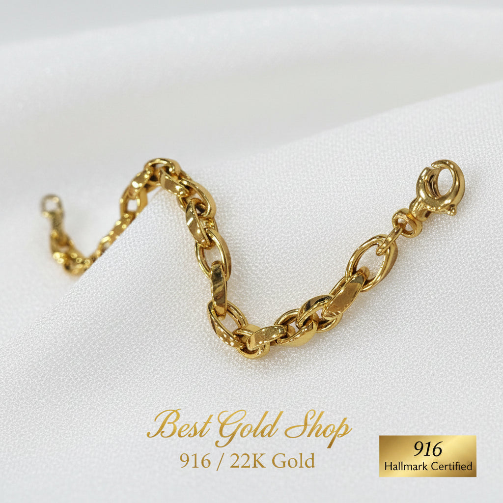 22k / 916 Gold Shiny Siput Bracelet Simple VintageBraceletsBest Gold Shop
