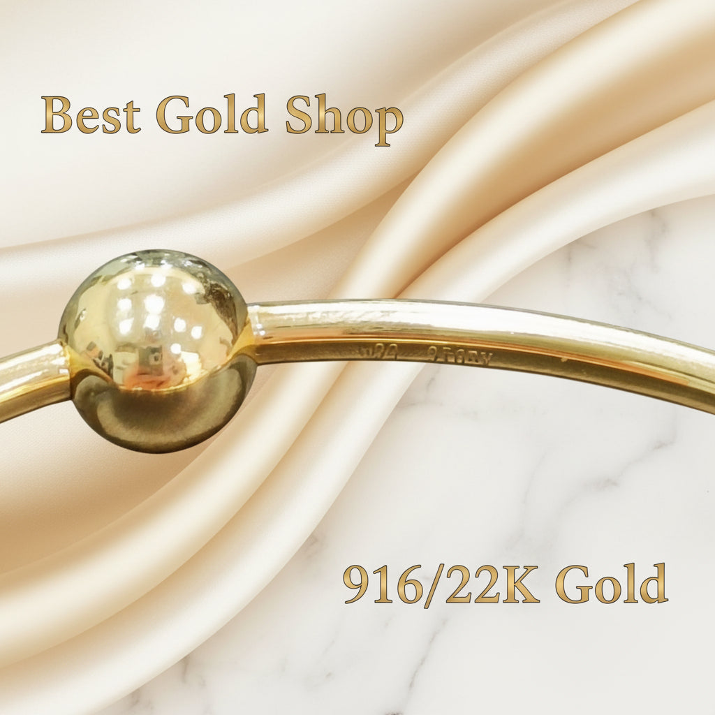 22k / 916 Gold Slim Charm Bangle Screw Type by Best Gold Shop916 goldBest Gold Shop