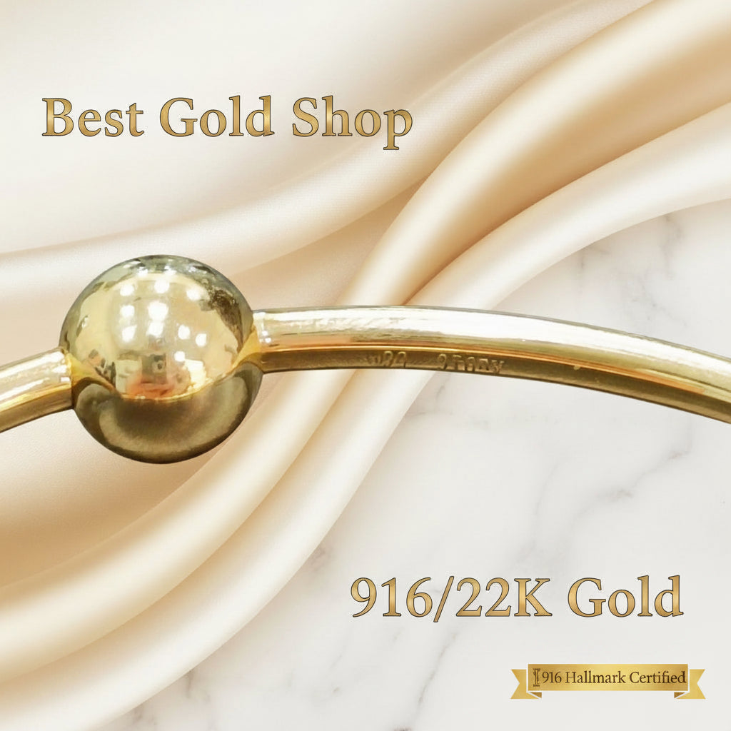 22k / 916 Gold Slim Charm Bangle Screw Type by Best Gold Shop916 goldBest Gold Shop