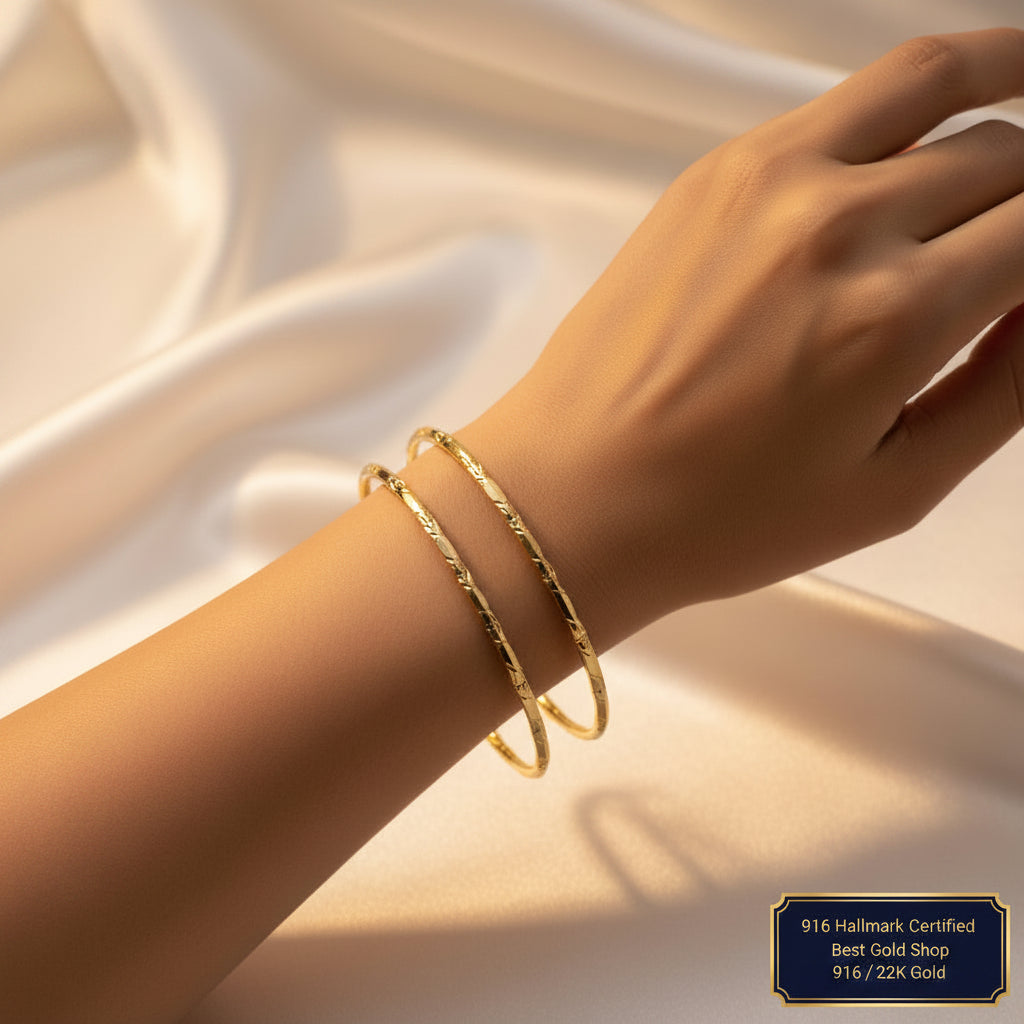 22k / 916 Gold Slim Cutting Design Bangle V3 by Best Gold ShopBraceletsBest Gold Shop