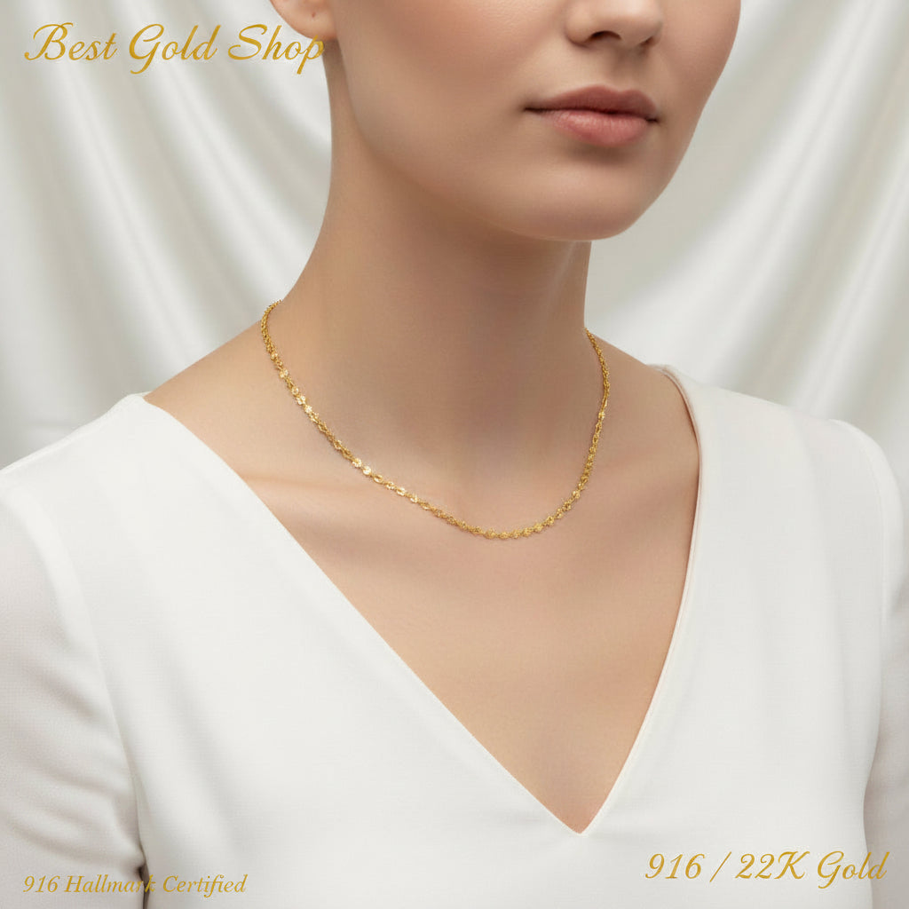 22K / 916 Gold Slim Sunflower Necklace by Best Gold ShopNecklacesBest Gold Shop