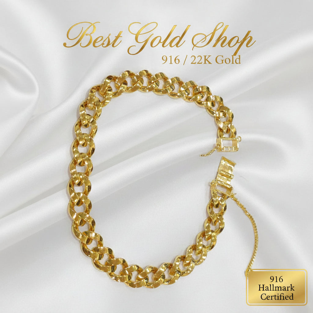 22k / 916 Gold Solid Cuban Bracelet by Best Gold ShopBraceletsBest Gold Shop