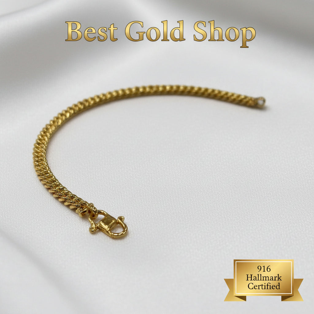 22k / 916 Gold Solid Fish Bone Bracelet by Best Gold ShopBraceletsBest Gold Shop