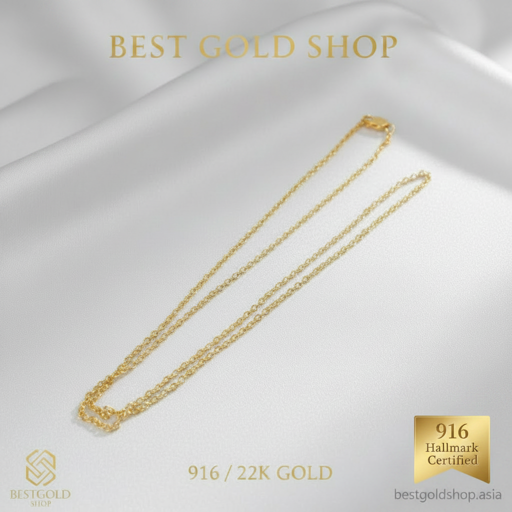 ✨ 22k Gold Solid Wan Zi Necklace Thin - Best Gold Shop Deals