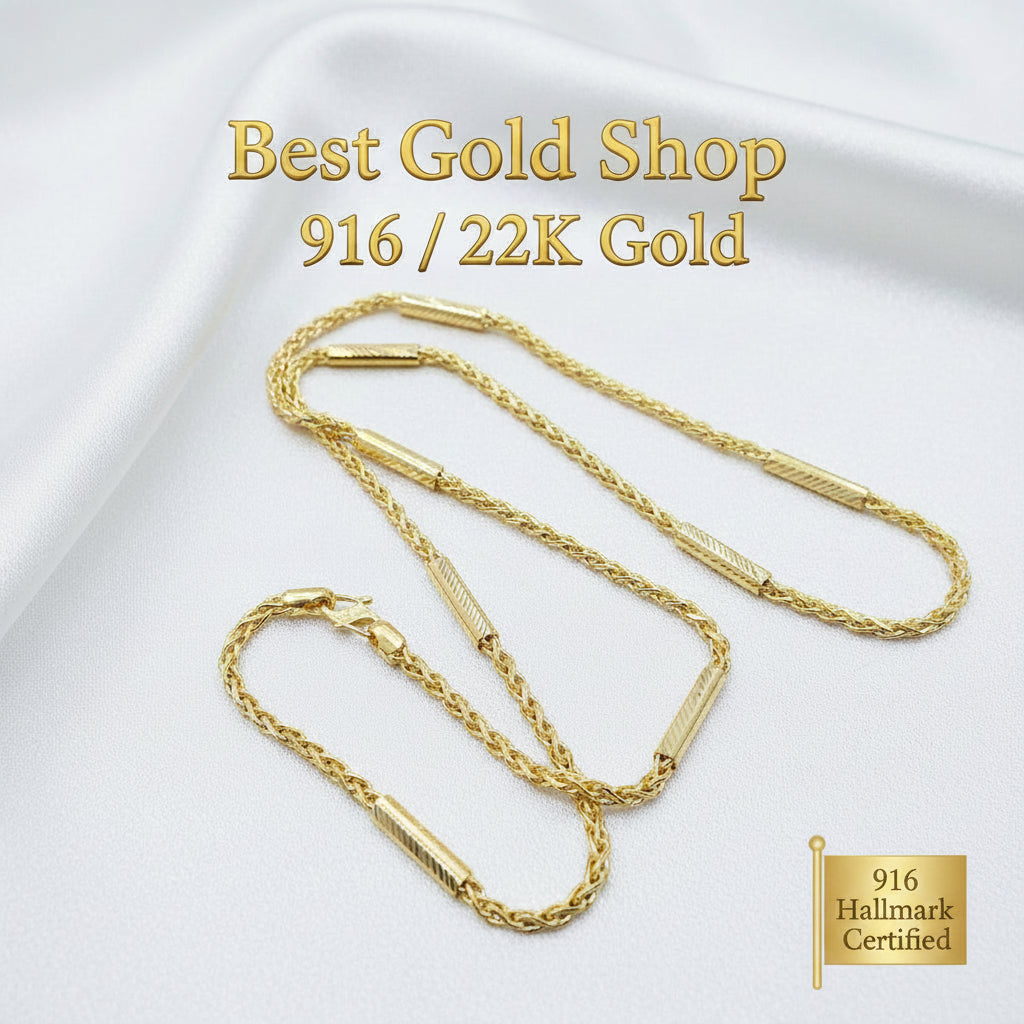 22K / 916 Gold Spike with Tube Necklace by Best Gold ShopNecklacesBest Gold Shop