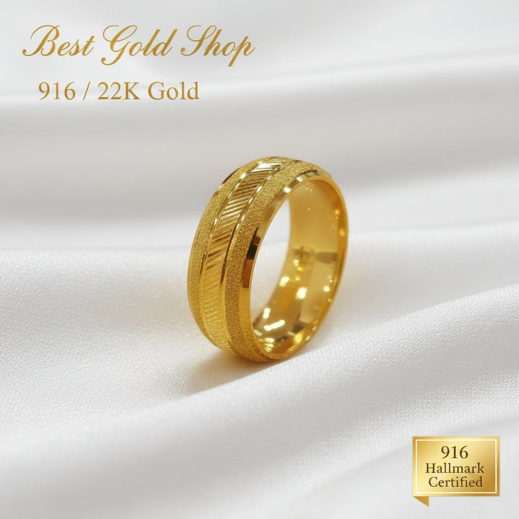 22k / 916 Gold Wide Hollow Ring Design 4 by Best Gold ShopRingsBest Gold Shop
