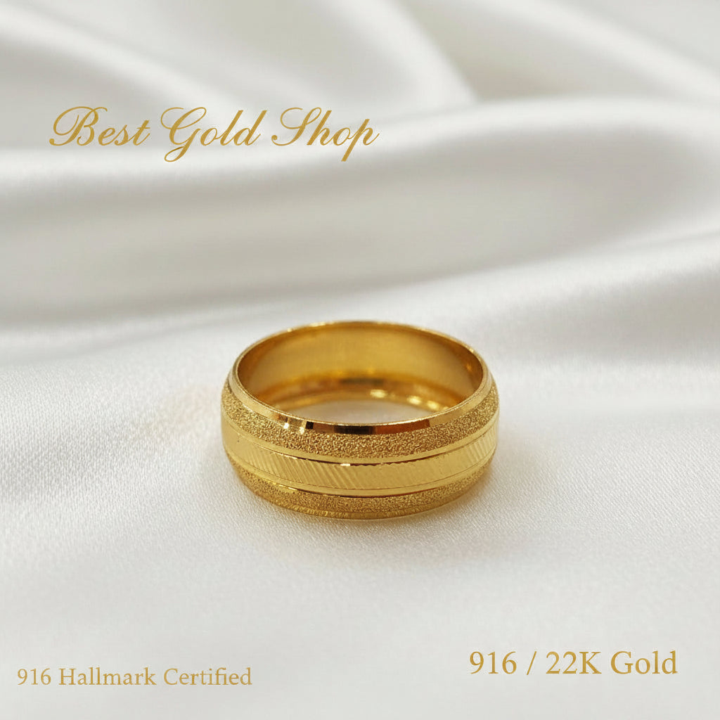 22k / 916 Gold Wide Hollow Ring Design 4 by Best Gold ShopRingsBest Gold Shop
