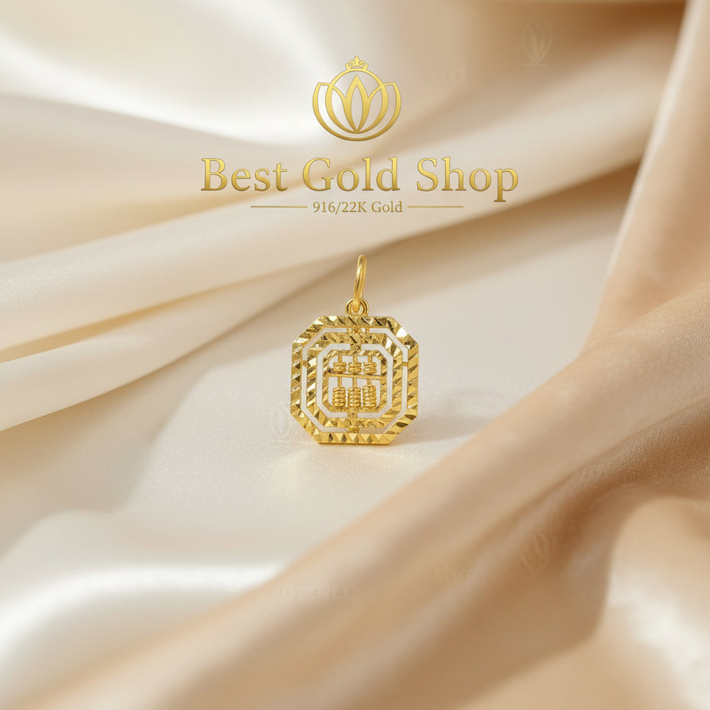 22k / 916 Octagon Abacus Movable Pendant by Best Gold Shop916 goldBest Gold Shop