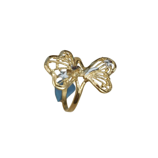 916 Gold Two-Tone Butterfly Ring | Elegant 22K Gold Design