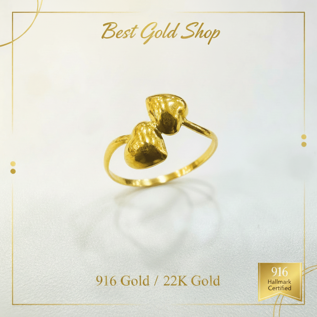 916 / 22K Gold Double Heart Ring – Design 2RingsBest Gold Shop