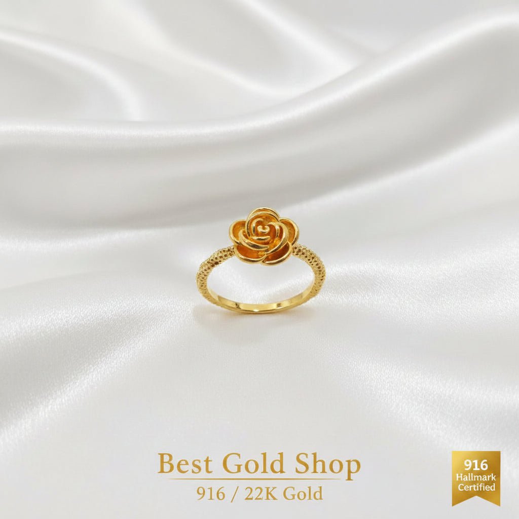 916 Gold (22K) Rosey Feather Light Design RingRingsBest Gold Shop