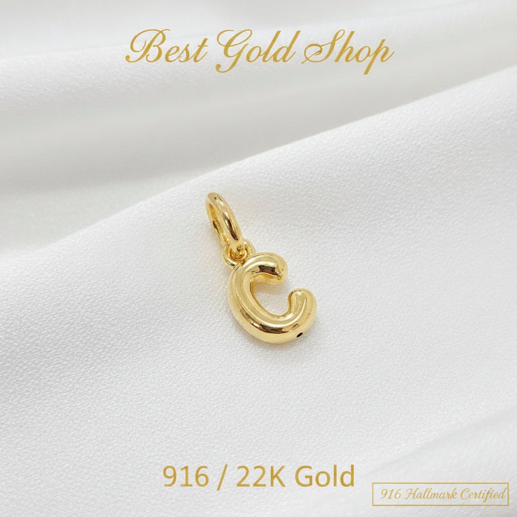 916 Gold Alphabert Pendant Feather Weight Smooth shiny Finish.Charms & PendantsBest Gold Shop