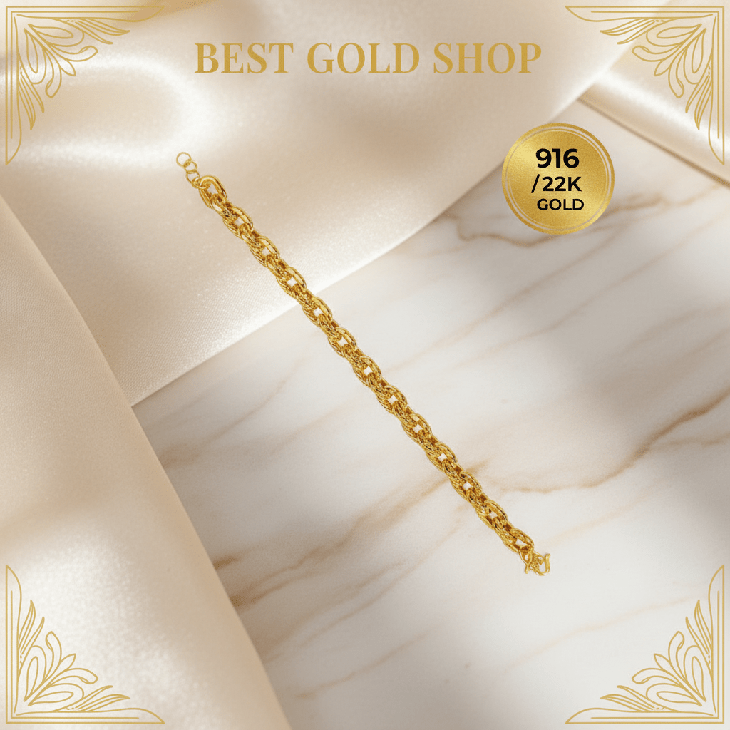 916 Gold Anchor Link With Cutting Bracelet Hollow DesignBraceletsBest Gold Shop
