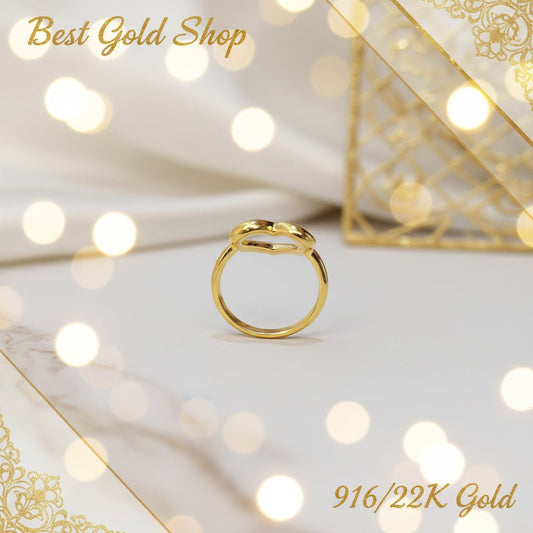 916 Gold (22K) Big Heart Love Feather Light Design Ring for WomenRingsBest Gold Shop