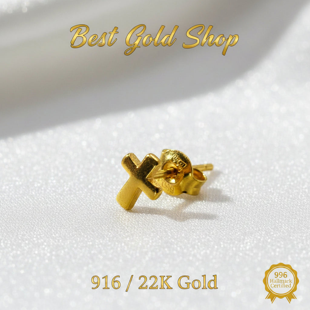916 Gold Cross Earring Petite sizeEarringsBest Gold Shop