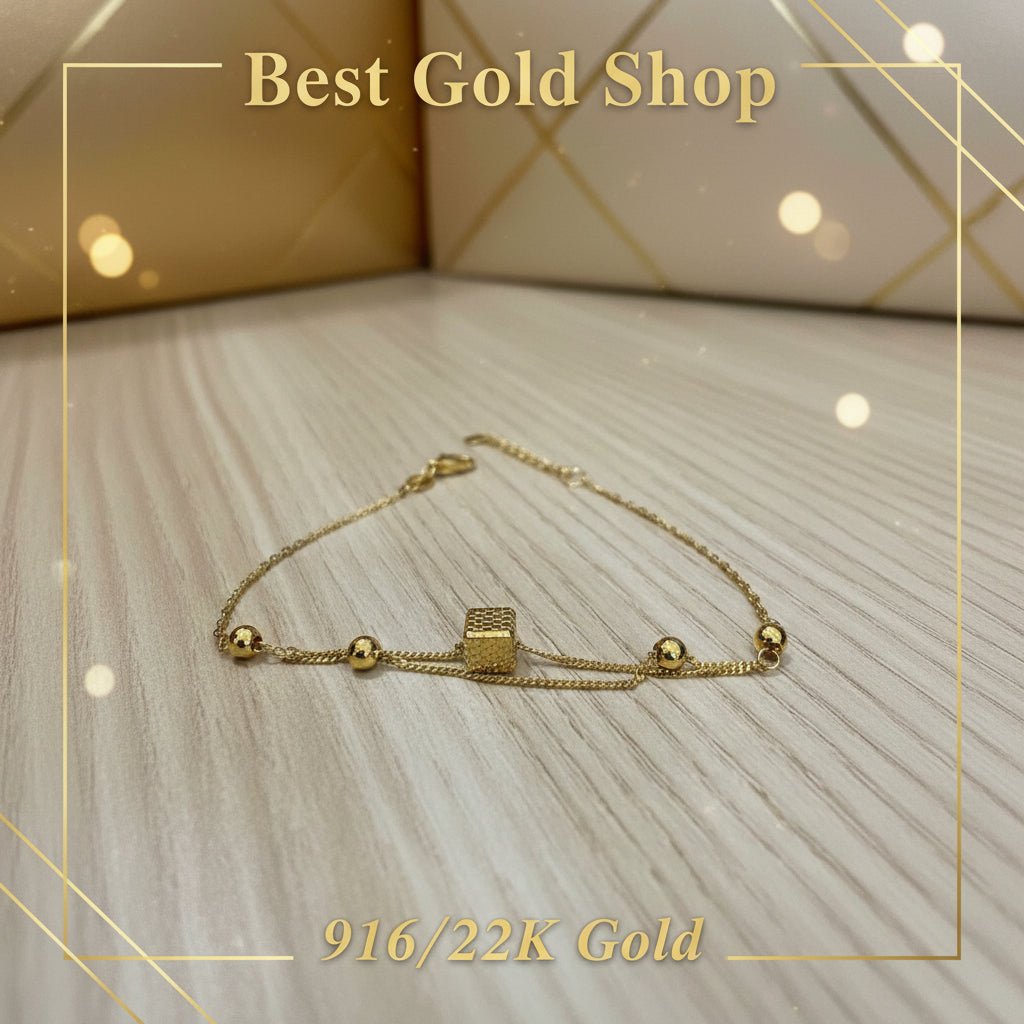 916 Gold (22K) Cube Beads high - polish finish Bracelet for WomenBraceletsBest Gold Shop